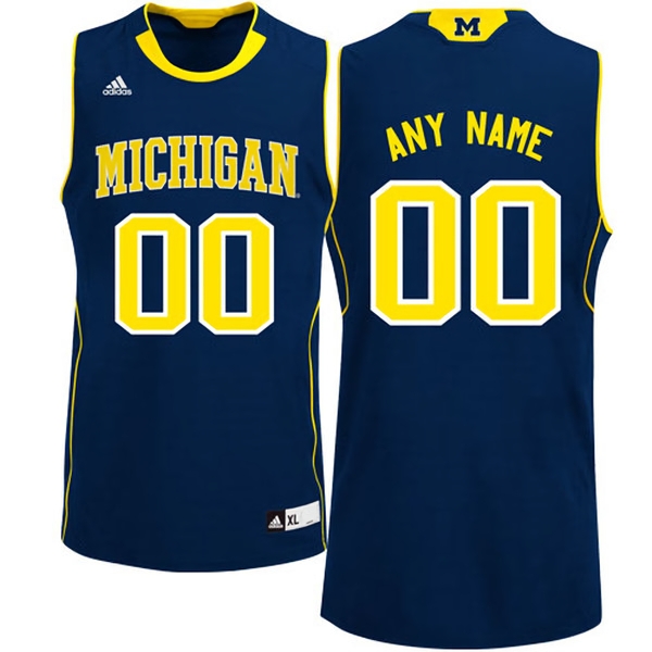 Michigan Wolverines Men's NCAA Navy Customized College Basketball Jersey LKF6049GI